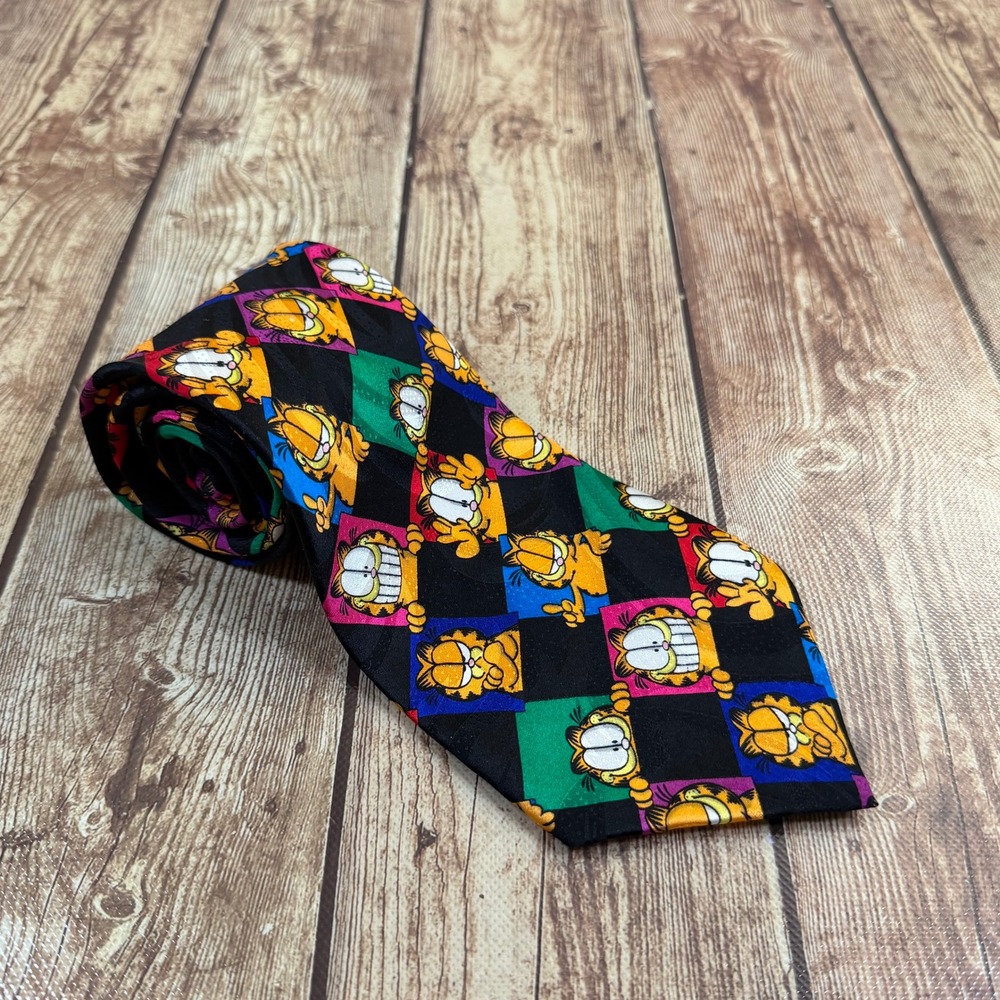Paws Addiction Garfield Necktie Mens One Size Multicolor Silk Character Print